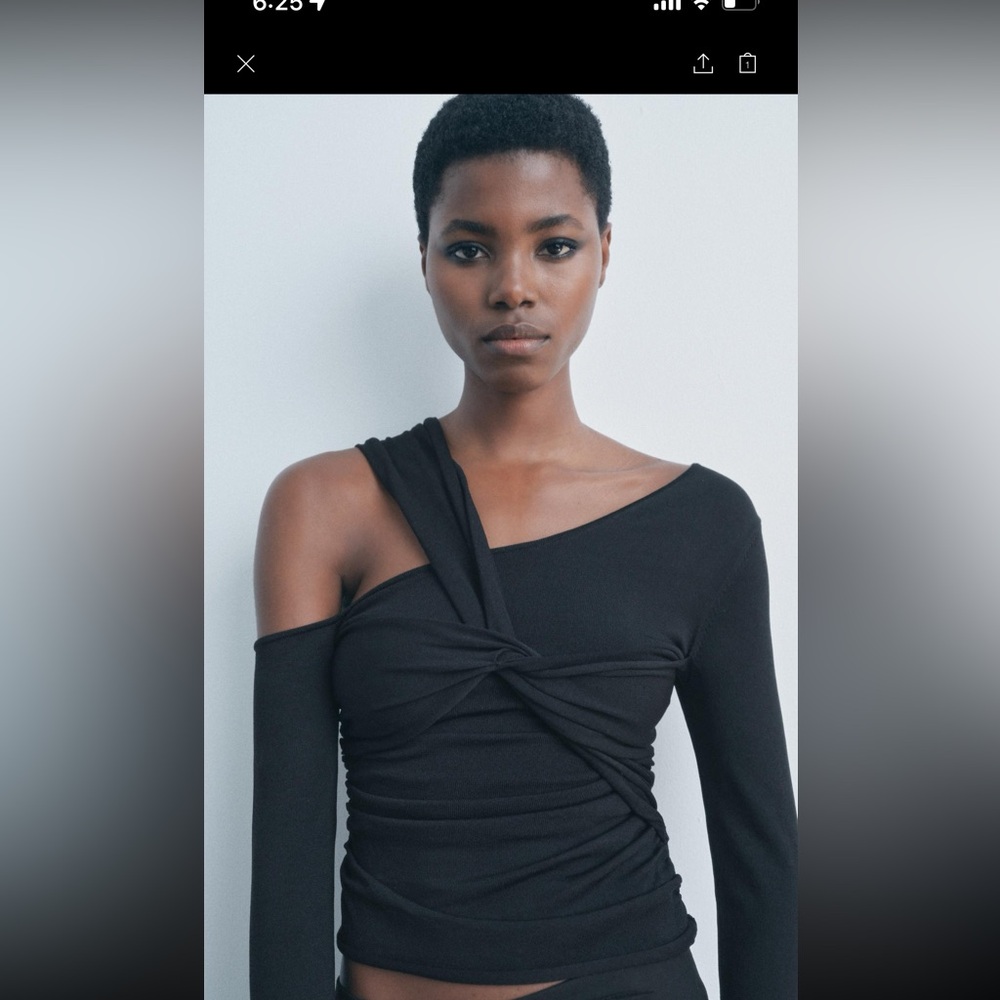 Zara Elegant Black Asymmetrical Women's Top